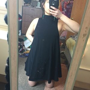 black sleeveless turtleneck dress